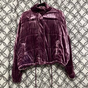 Free People Velvet Puffer Jacket in Purple